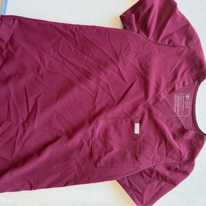 Figs Maroon V-Neck Scrub Top